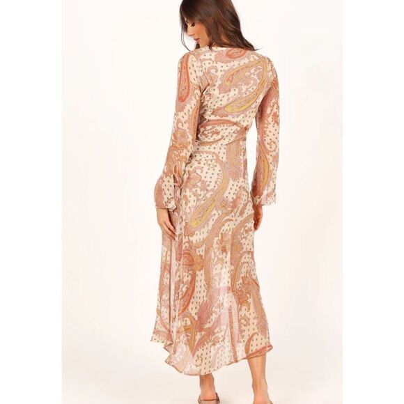 Petal & Pup SIO LONG SLEEVE MIDI DRESS Tan Nwot Size XS - Picture 8 of 9